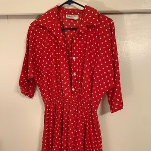 Vintage 80s red polka dot dress
